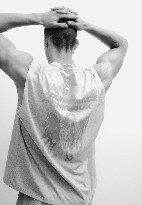 H&M - Loose fit sports vest top with drymove™ - light grey marl/la puissance