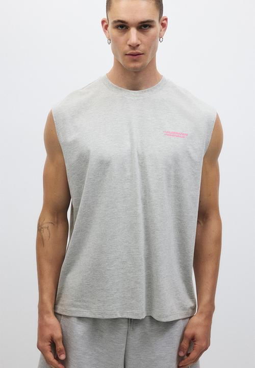 H&M - Loose fit sports vest top with drymove™ - light grey marl/la puissance