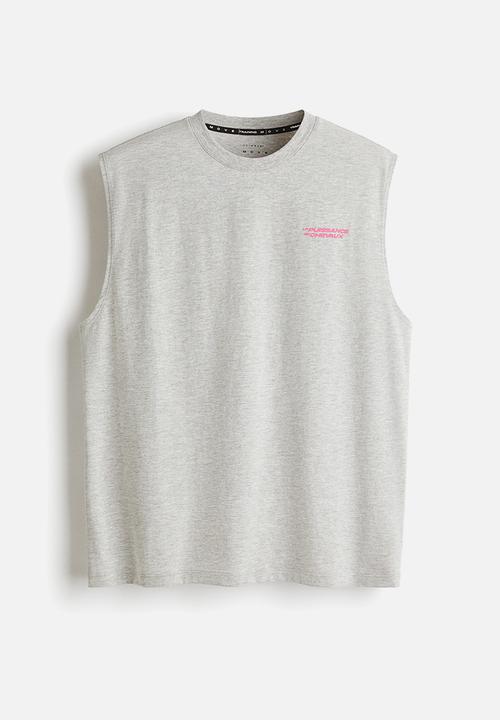 H&M - Loose fit sports vest top with drymove™ - light grey marl/la puissance