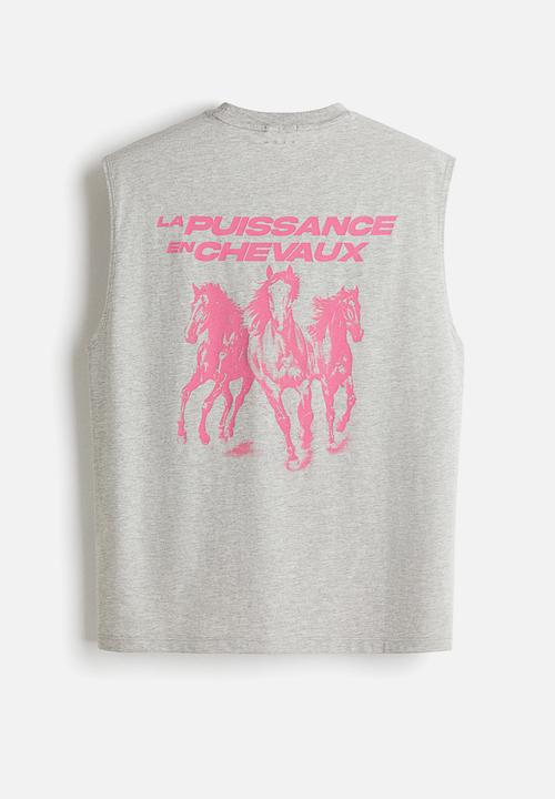 H&M - Loose fit sports vest top with drymove™ - light grey marl/la puissance
