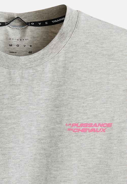 H&M - Loose fit sports vest top with drymove™ - light grey marl/la puissance