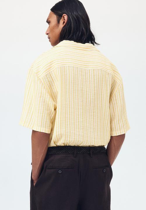 H&M - Relaxed fit resort shirt - yellow/striped