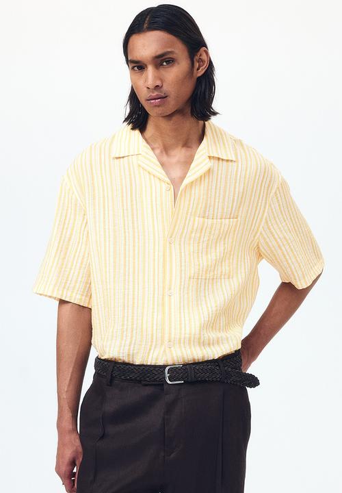 H&M - Relaxed fit resort shirt - yellow/striped