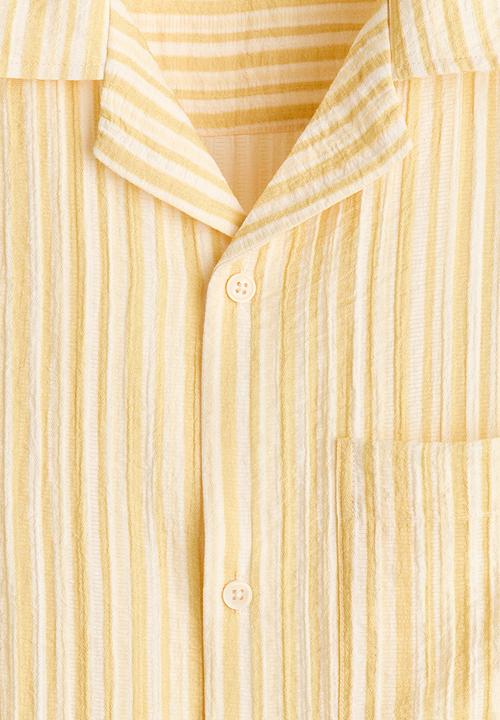 H&M - Relaxed fit resort shirt - yellow/striped