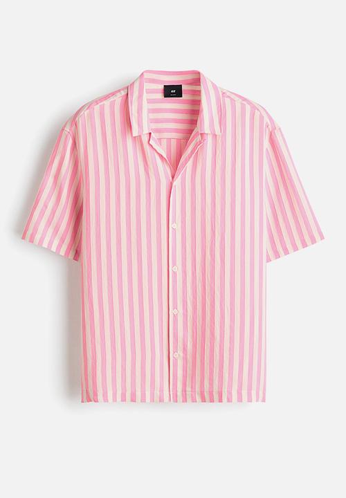 H&M - Relaxed fit resort shirt - pink/striped