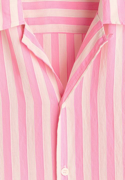 H&M - Relaxed fit resort shirt - pink/striped