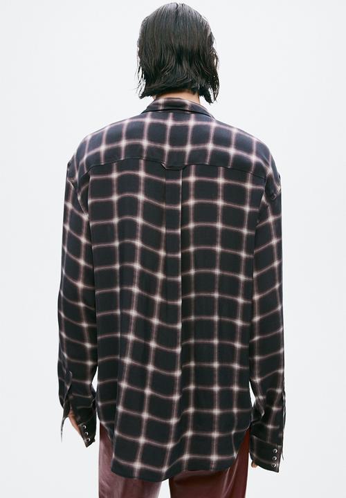 H&M - Slim fit cupro shirt - black/checked