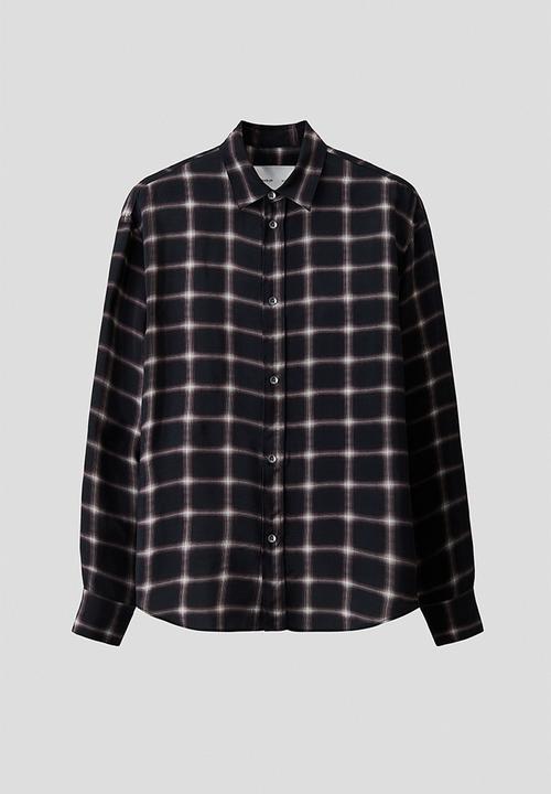 H&M - Slim fit cupro shirt - black/checked