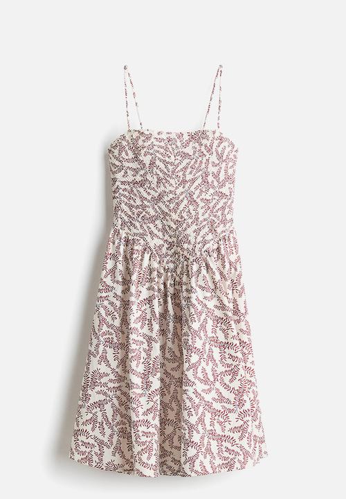 H&M - Smocked strappy dress - cream/patterned