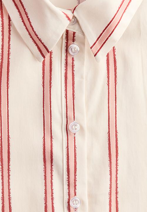 H&M - Patterned poplin shirt - light beige/striped