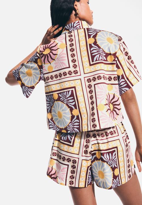 H&M - Patterned poplin shirt - cream/patterned