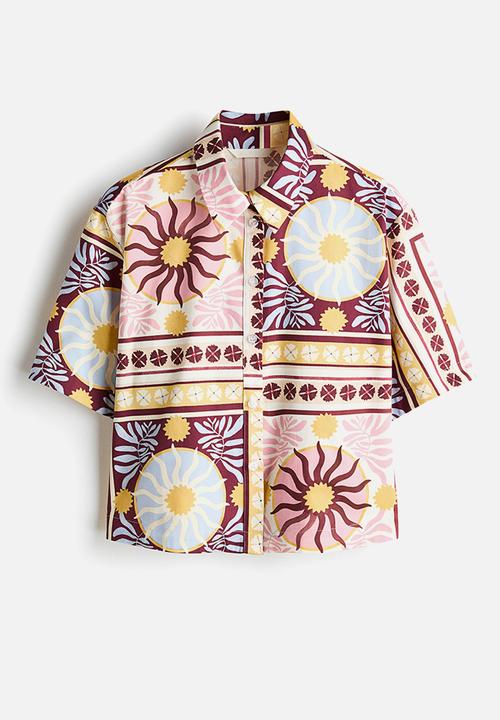 H&M - Patterned poplin shirt - cream/patterned