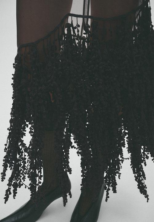 H&M - Fringed organza skirt - black