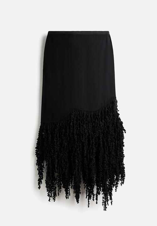 H&M - Fringed organza skirt - black