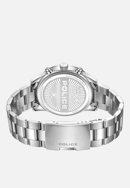 Police - Steel Case Green Dial Steel Strap - Silver