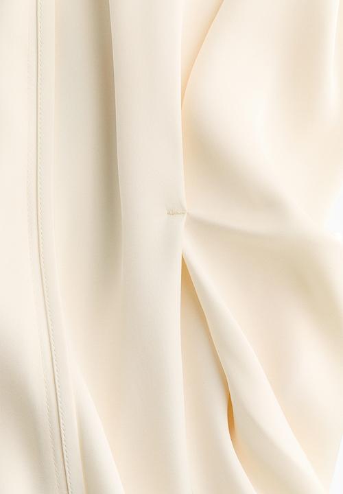 H&M - High-collar satin dress - light beige