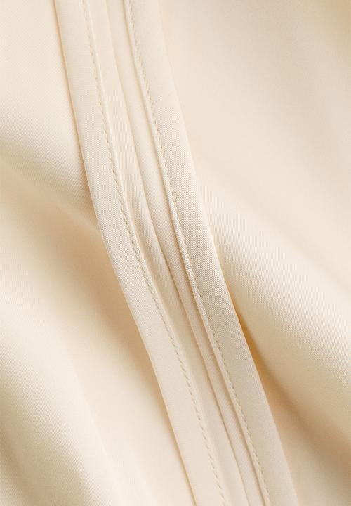 H&M - High-collar satin dress - light beige