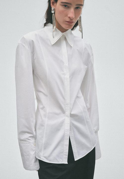 H&M - Poplin hourglass shirt - white