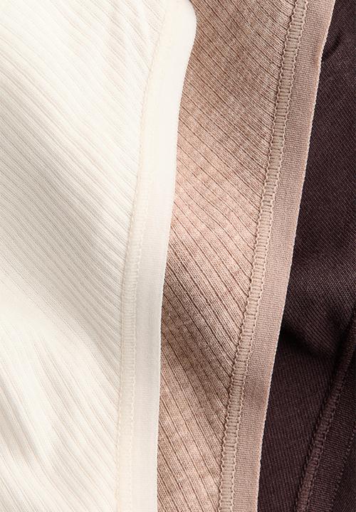 H&M - 3-pack cotton bikini briefs - dark brown/cream/beige marl