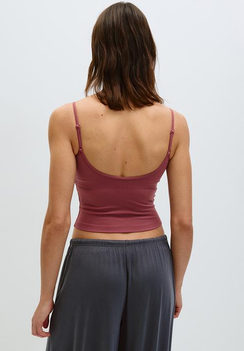 H&M - Integral-bra sports strappy top with softmove? - light maroon