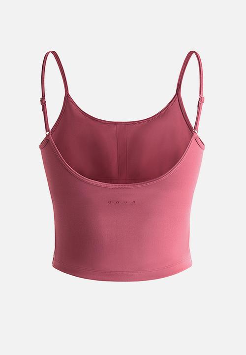 H&M - Integral-bra sports strappy top with softmove? - light maroon
