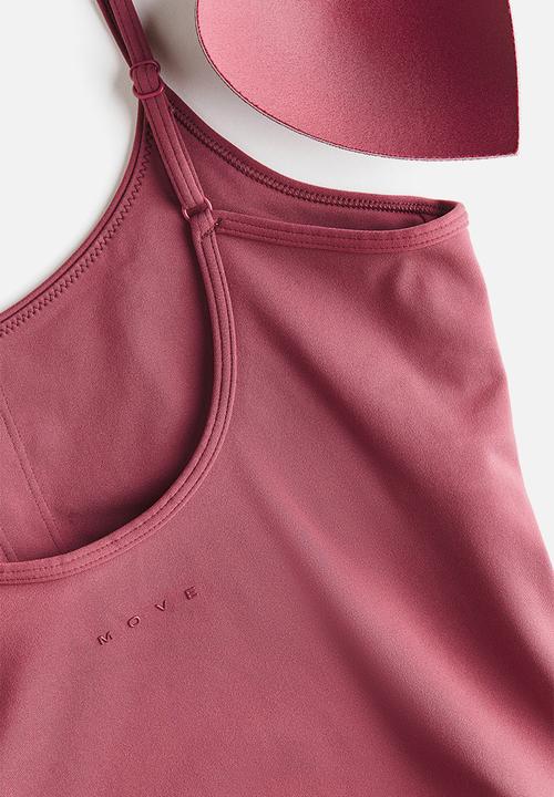 H&M - Integral-bra sports strappy top with softmove? - light maroon