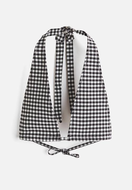H&M - Triangle bikini top - black/gingham check