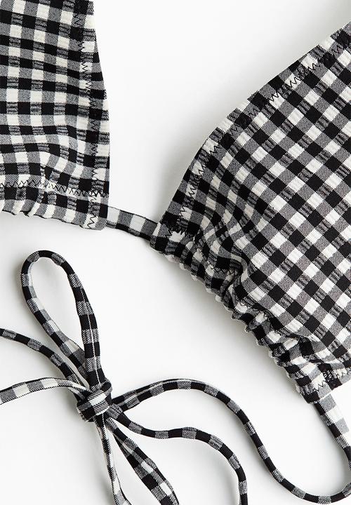 H&M - Triangle bikini top - black/gingham check