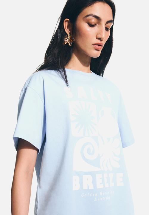 H&M - Printed T-shirt - light blue/salty breeze
