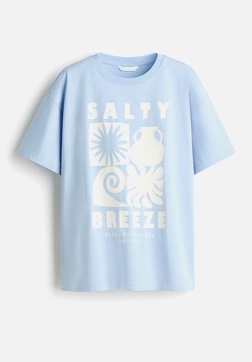 H&M - Printed T-shirt - light blue/salty breeze