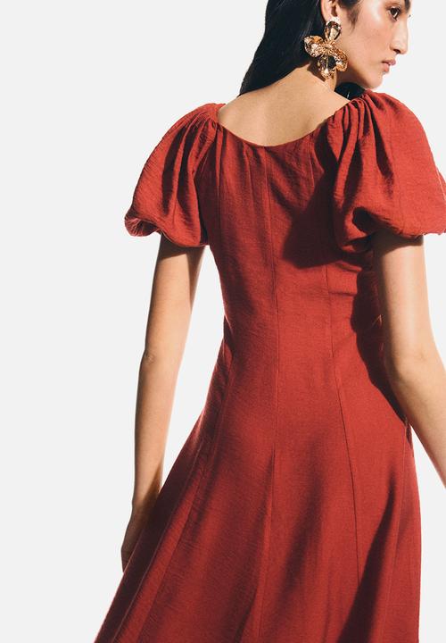 H&M - Balloon-sleeved dress - red
