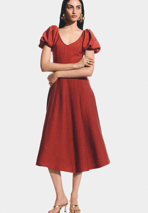 H&M - Balloon-sleeved dress - red