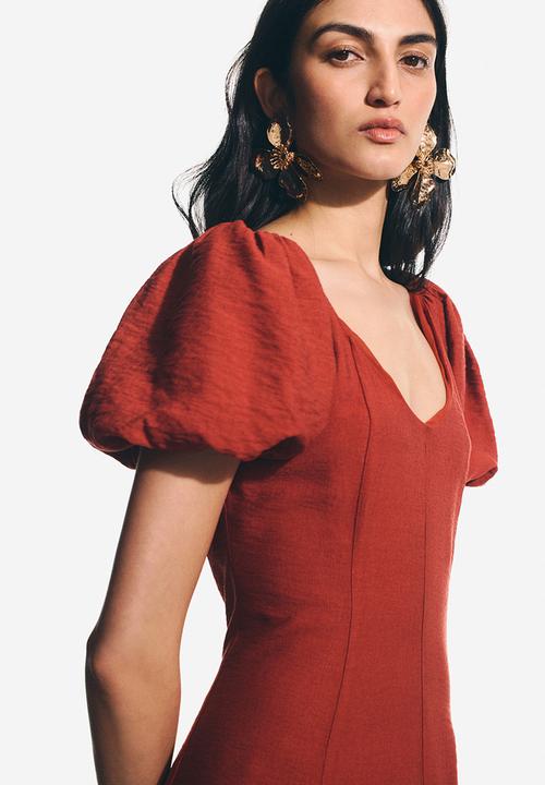 H&M - Balloon-sleeved dress - red