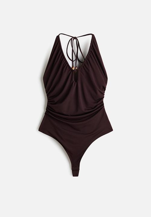 H&M - Draped halterneck body - dark brown