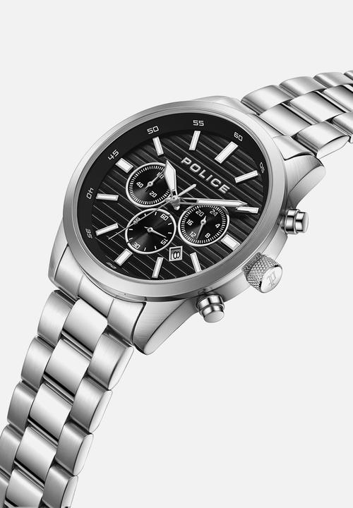 Police - Steel Case Black Dial Steel Strap - Silver