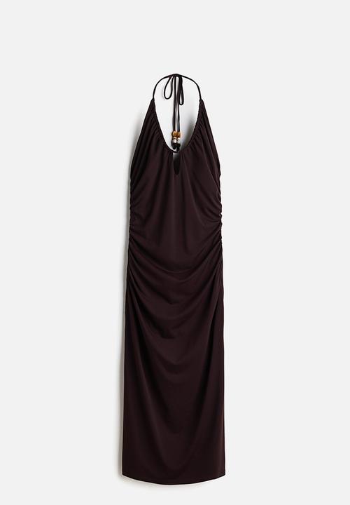 H&M - Draped halterneck dress - dark brown