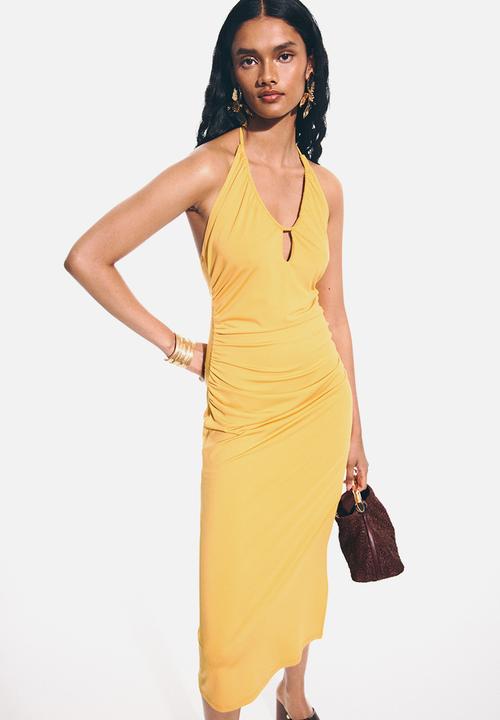 H&M - Draped halterneck dress - yellow
