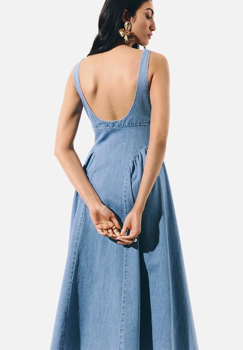 H&M - Flared-skirt denim dress - light denim blue