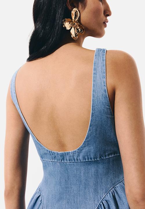 H&M - Flared-skirt denim dress - light denim blue