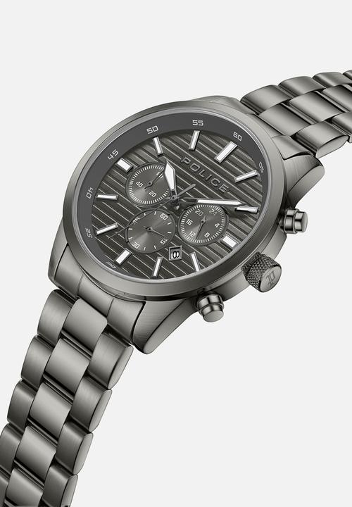 Police - Ip Black Case Gun Steel Strap - Gunmetal