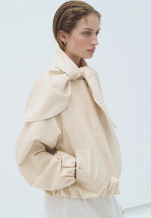 H&M - Scarf-collar linen-blend jacket - cream