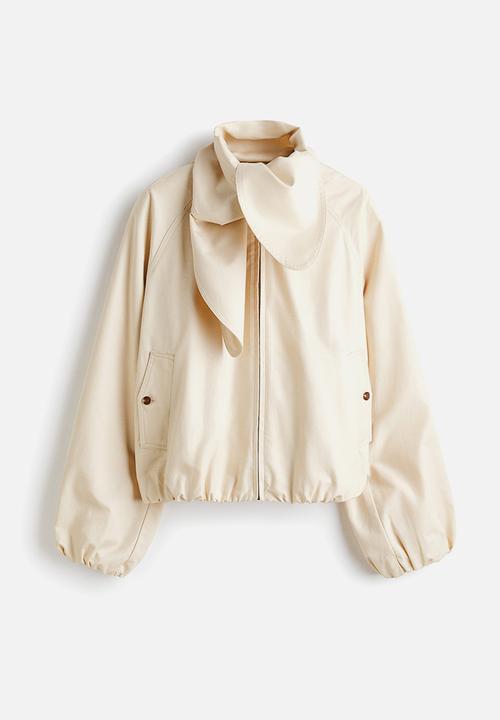 H&M - Scarf-collar linen-blend jacket - cream