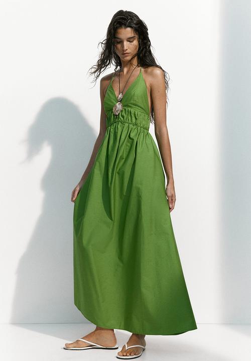 H&M - Poplin halterneck dress - green