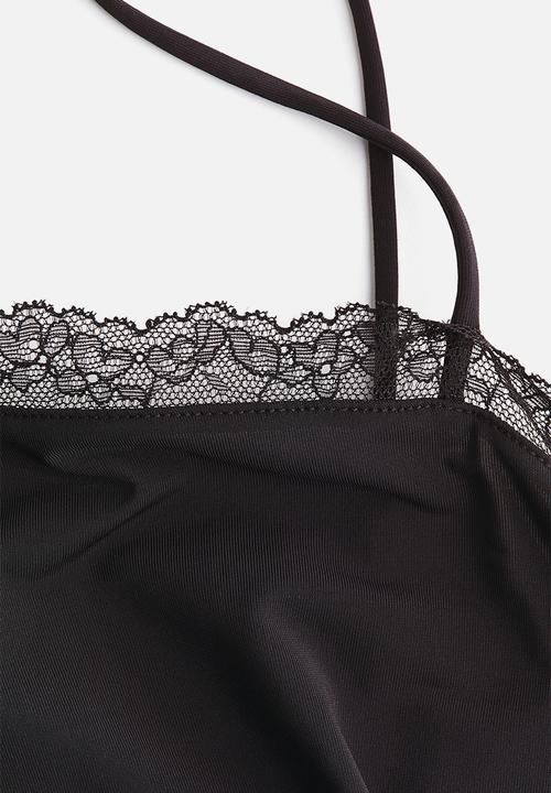 H&M - Lace-trimmed strappy top - black