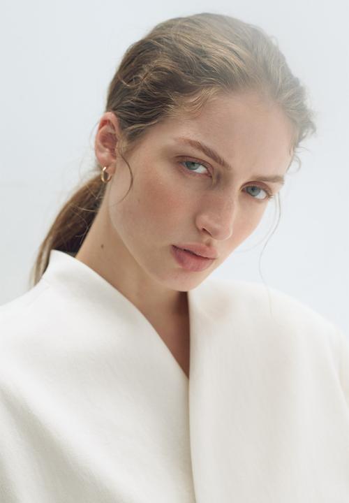 H&M - Belted lapelless blazer - cream