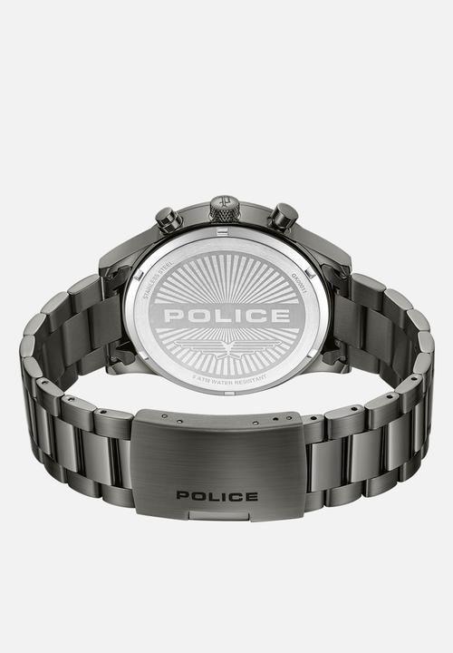 Police - Ip Gun Case Blue Dial Gun Steel Bracelet Strap -Gunmetal