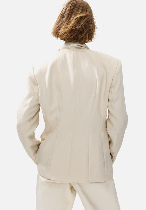 H&M - Lapelless blazer with scarf - light beige