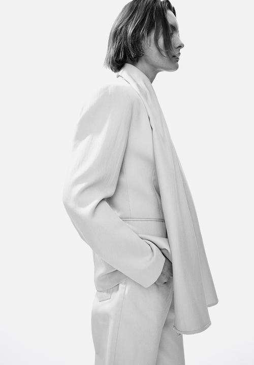H&M - Lapelless blazer with scarf - light beige