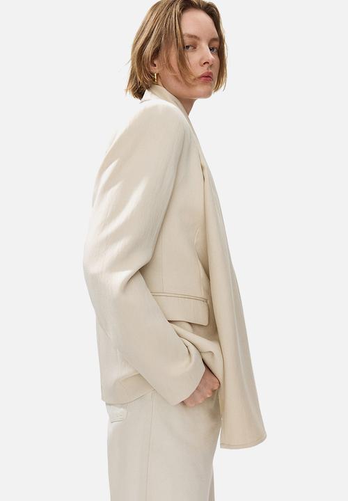 H&M - Lapelless blazer with scarf - light beige