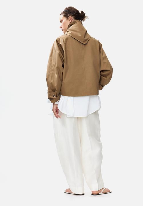 H&M - Short trench coat with scarf - dark beige